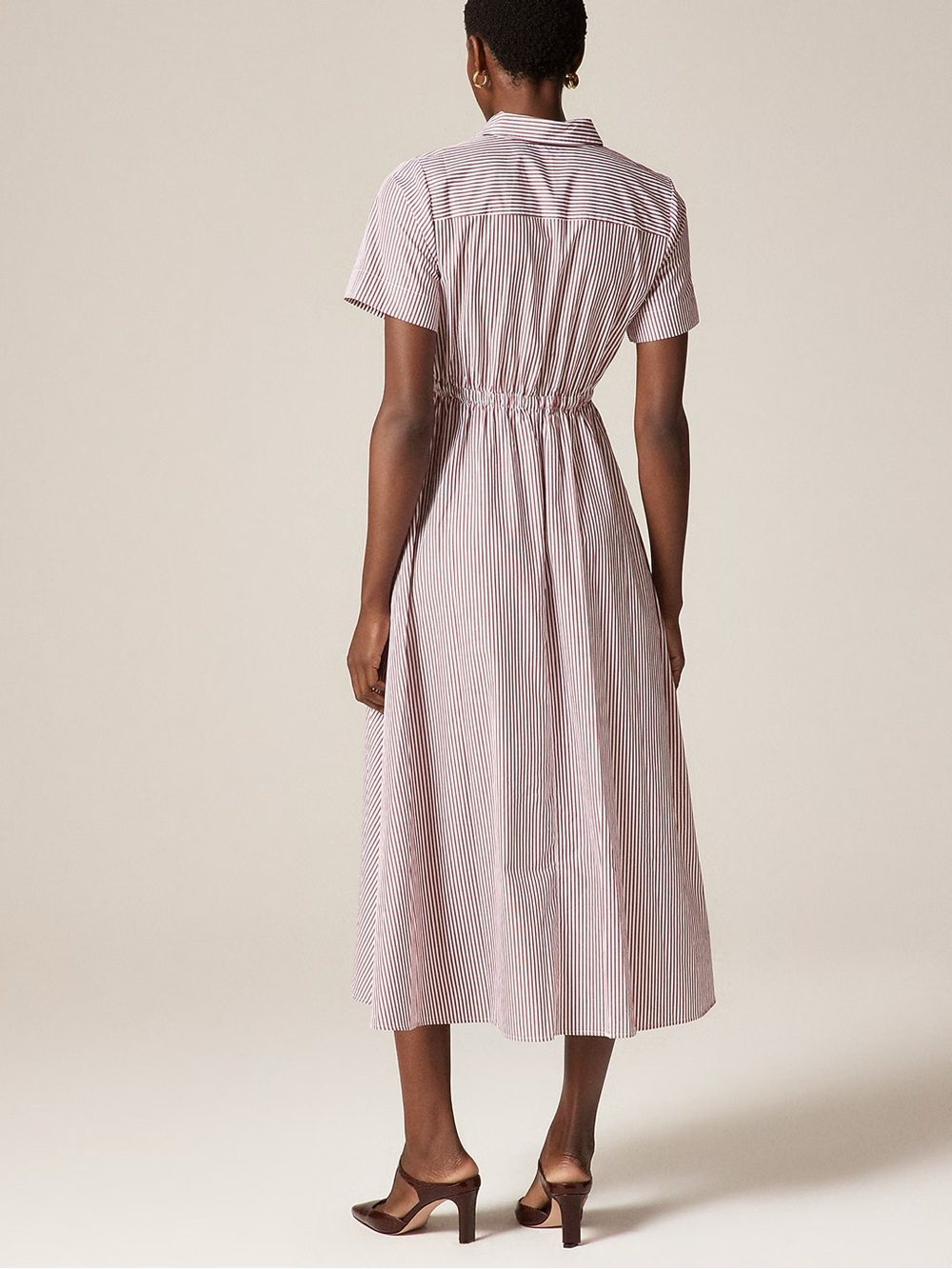 Cerise shirt-dress in striped cotton poplin - Picture 3 of 5